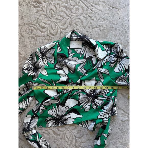 Alexis Floral Wrap Top & Midi Skirt Set Green White Print Women’s Large Resort - Picture 9 of 10